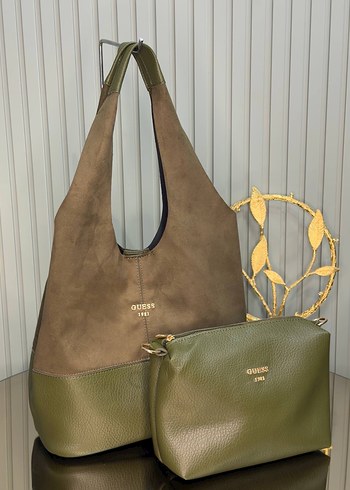 Kahverengi Kadın Süet Çanta Seti - Görsel 5