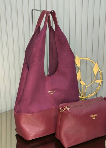 Kahverengi Kadın Süet Çanta Seti - Görsel 8