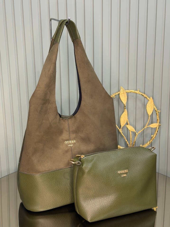 Kahverengi Kadın Süet Çanta Seti - Görsel 5