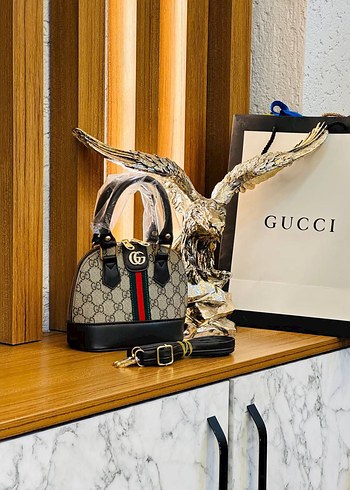  Beden Gri Baskılı Deri Gucci Kadın Çanta