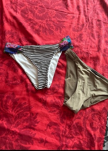 Çizgili ve Düz Renkli Kadın Bikini Altları