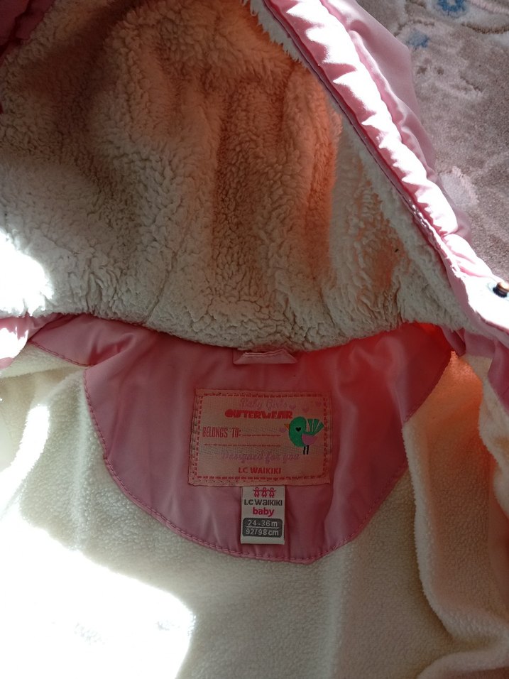 Kız Çocuk Pembe Kapüşonlu Fermuarlı Mont - Görsel 4