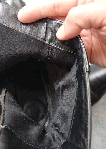 siyah Deri Kadın Bot, fermuar detaylı Topuklu - Görsel 5