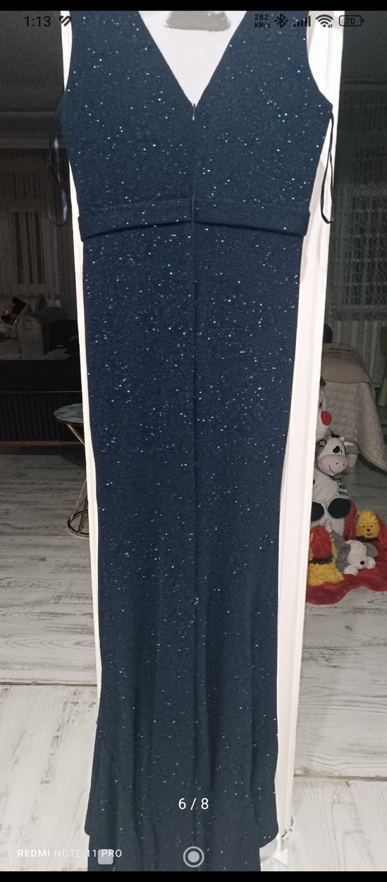 Lacivert Uzun Abiye - Görsel 5