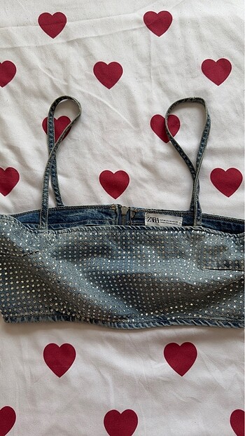 Zara taşlı crop