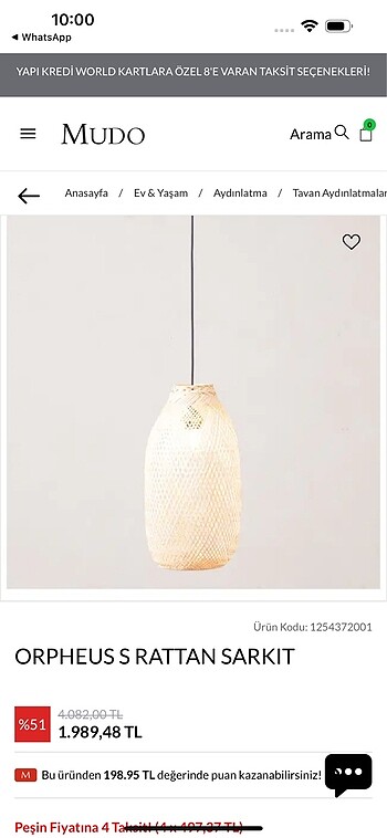  Beden ten rengi Renk Mudo rattan avize