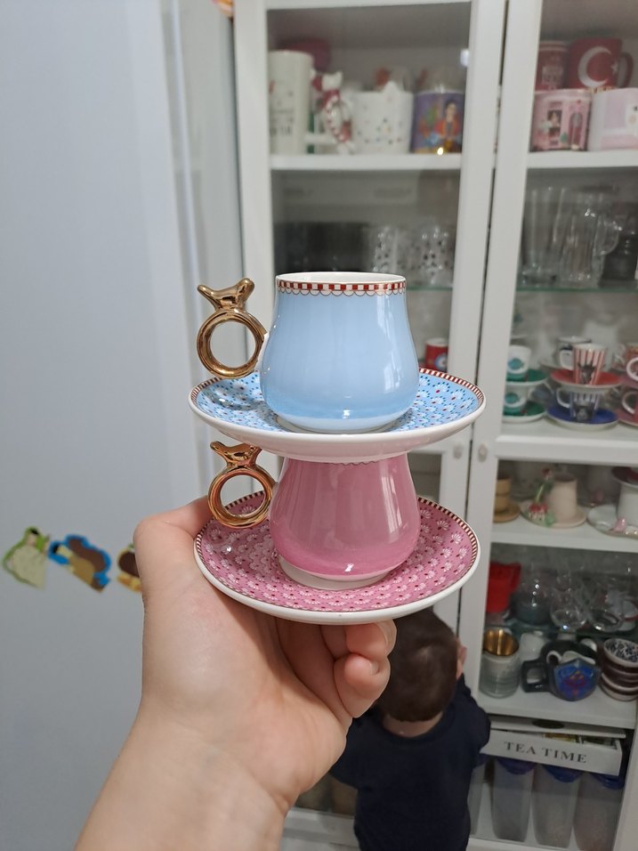 Pastel Renkli 4'lü Kahve Fincanı Seti - Görsel 2