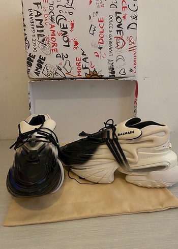 42 Beden Balmain Beyaz Siyah Platform Spor Ayakkabı