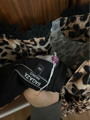 xs Beden Sagaza Madrid Leopar Desenli Elbise