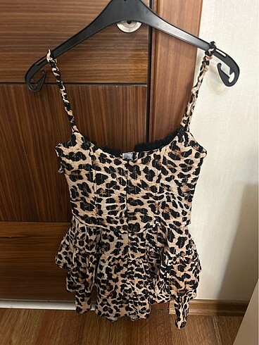 Sagaza Madrid Sagaza Madrid Leopar Desenli Elbise