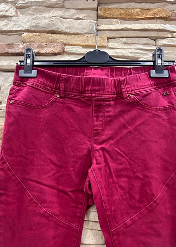 Bordo Kadın Kot Pantolon Fermuarlı - Görsel 4