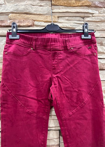 Bordo Kadın Kot Pantolon Fermuarlı - Görsel 3