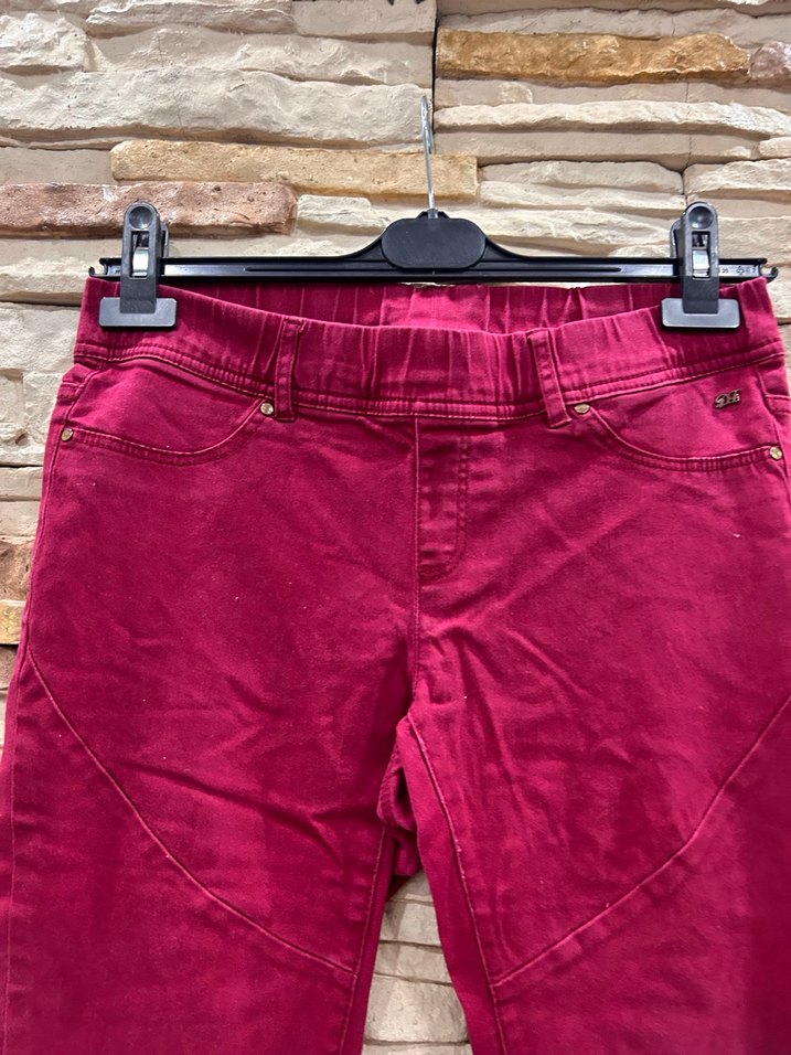 Bordo Kadın Kot Pantolon Fermuarlı - Görsel 4