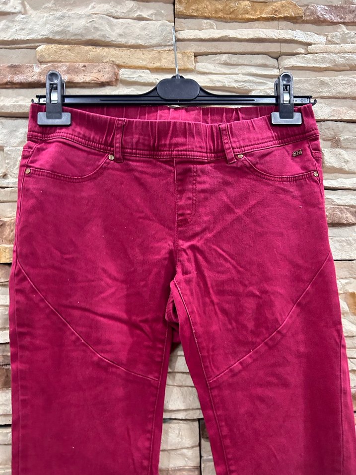 Bordo Kadın Kot Pantolon Fermuarlı - Görsel 3