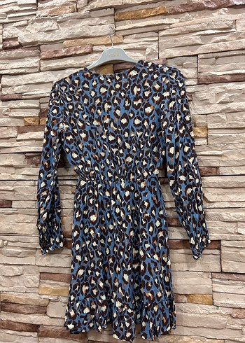 Uzun Kol Leopar Desenli Bohem Elbise - Görsel 2