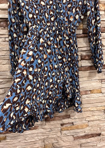 Uzun Kol Leopar Desenli Bohem Elbise - Görsel 4