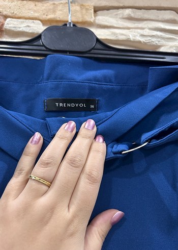 Kemerli Lacivert Kadın Kumaş Pantolon - Görsel 3