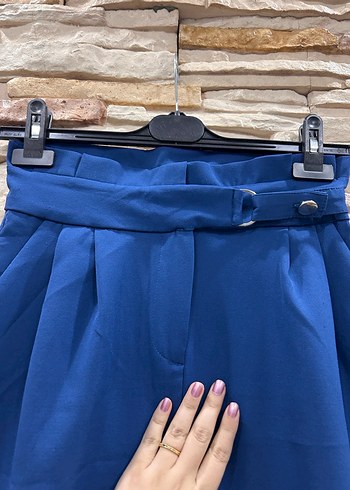 Kemerli Lacivert Kadın Kumaş Pantolon - Görsel 5