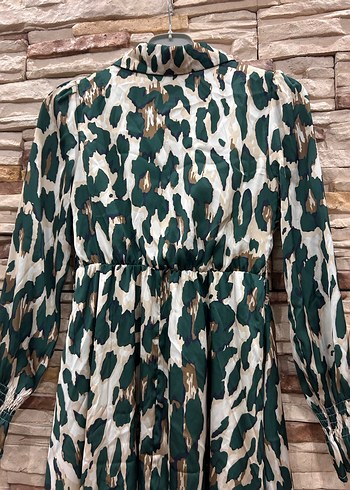 Yeşil Yılan Desenli Uzun Kollu Elbise - Görsel 6