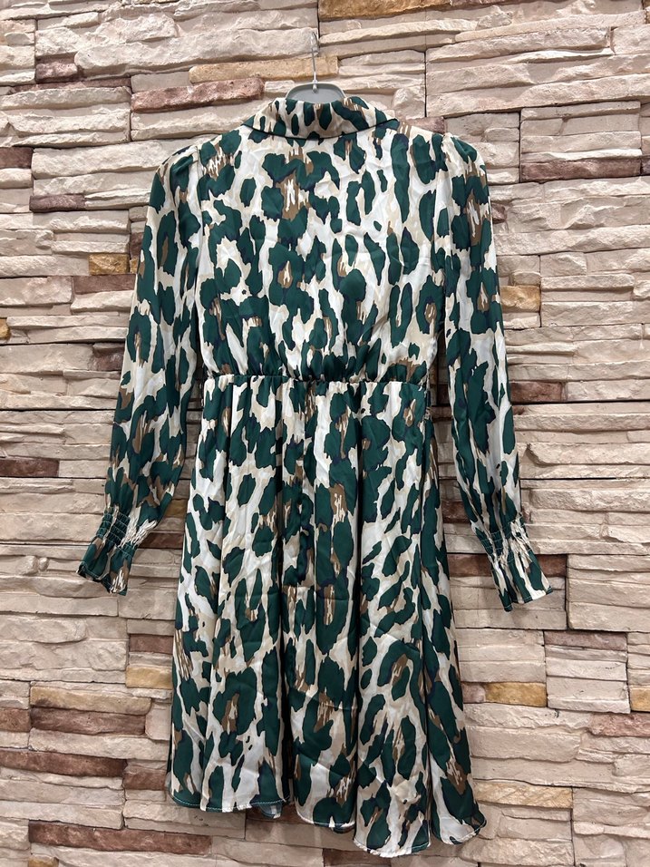 Yeşil Yılan Desenli Uzun Kollu Elbise - Görsel 5