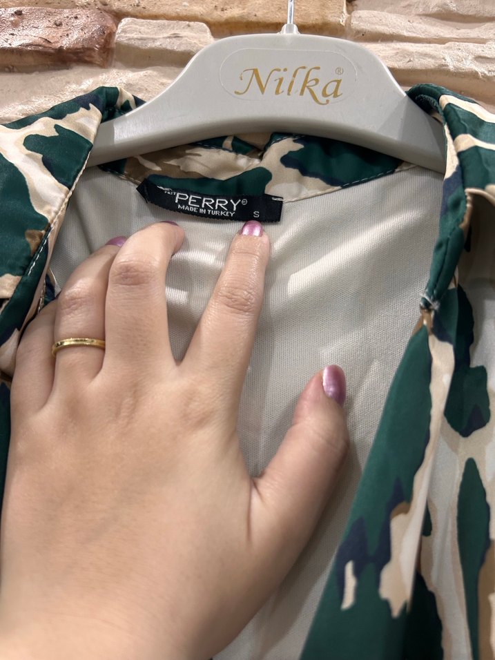 Yeşil Yılan Desenli Uzun Kollu Elbise - Görsel 4