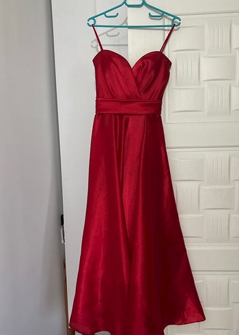 Bordo Parlak Straplez A Kesim Gelinlik - Görsel 2