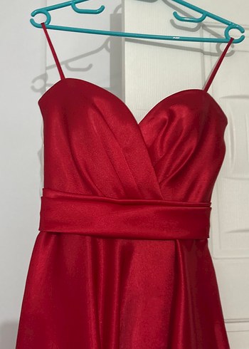 Bordo Parlak Straplez A Kesim Gelinlik - Görsel 3