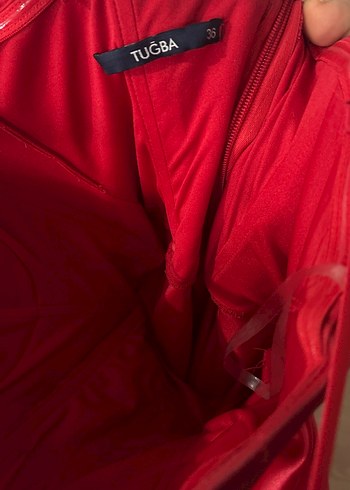 Bordo Parlak Straplez A Kesim Gelinlik - Görsel 5