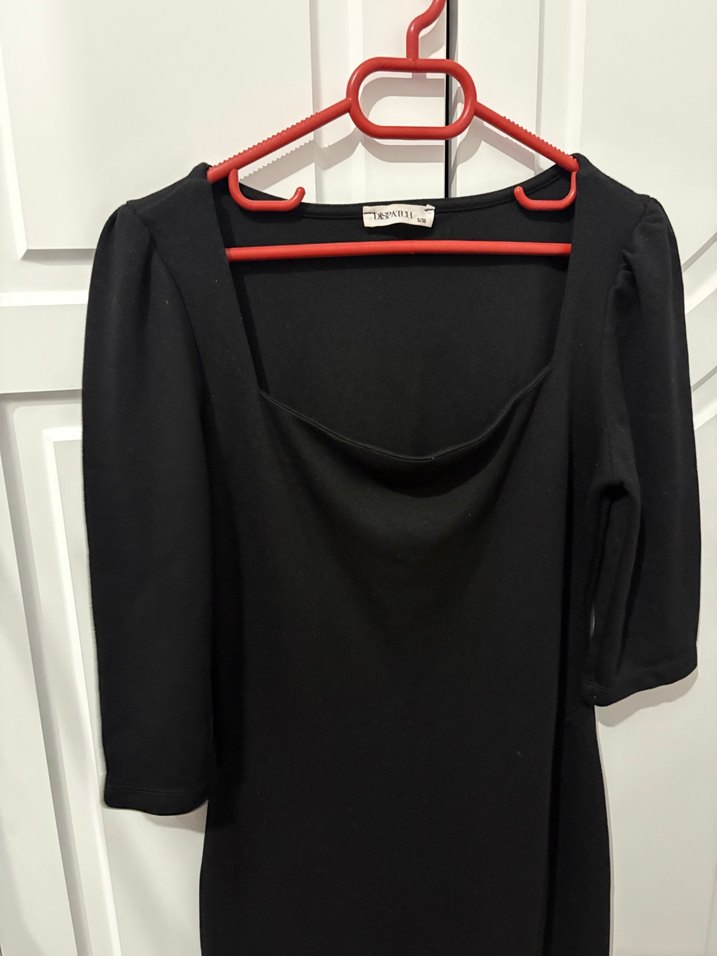 Siyah midi yırtmaçlı elbise - Görsel 2