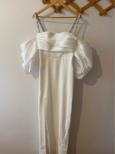 Alfabeta düşük kol yırtmaçlı uzun elbise - Görsel 4