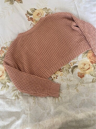 m Beden ten rengi Renk somon rengi oversize crop kazak