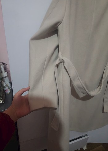 Kadın Bej Midi Süet Kemerli Kaban - Görsel 4