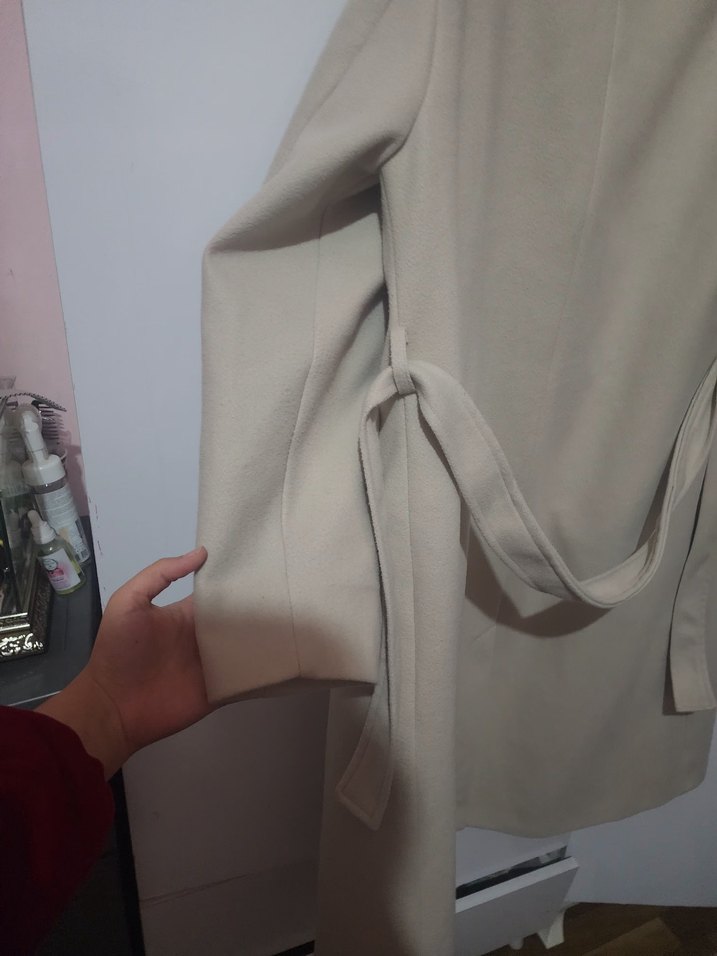 Kadın Bej Midi Süet Kemerli Kaban - Görsel 4