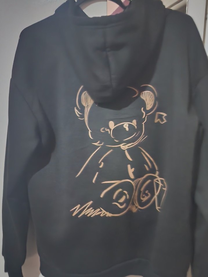 Siyah Kapüşonlu Kadın Sweatshirt - Görsel 2