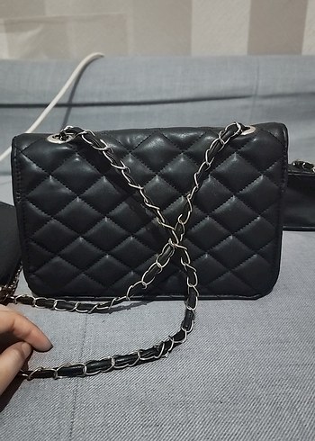 Siyah Deri Tokalı Kadın Çanta - Görsel 2