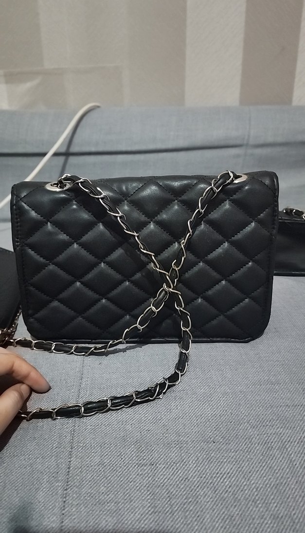 Siyah Deri Tokalı Kadın Çanta - Görsel 2