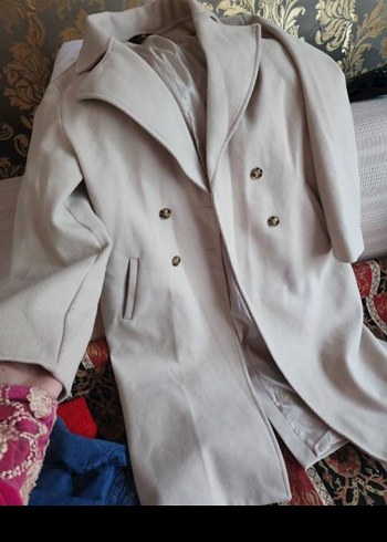 Düğmeli Gri Midi Kadın Kaban - Görsel 4