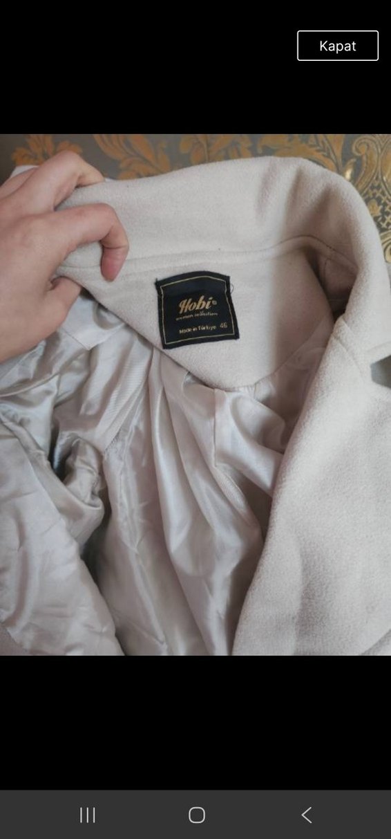 Düğmeli Gri Midi Kadın Kaban - Görsel 3