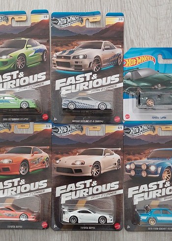 Çeşitli Renklerde Hot Wheels Hızlı ve Öfkeli Oyuncak Arabalar