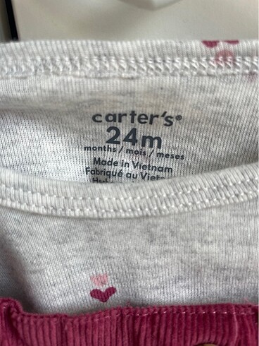 24-36 Ay Beden pembe Renk Carter?s orijinal kız çocuk 3?lü salopet set