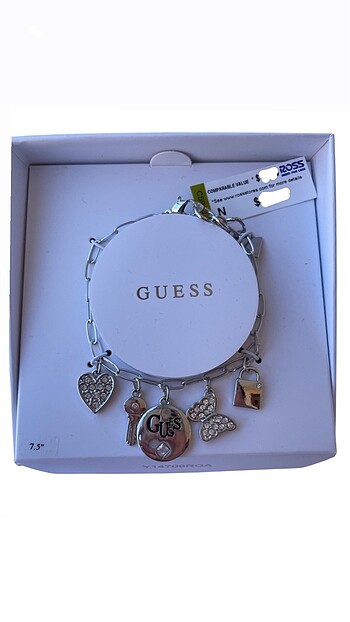 Guess orijinal gümüş renk bileklik charmlı