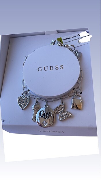 Guess Guess orijinal gümüş renk bileklik charmlı