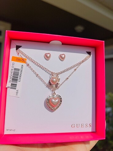  Beden Guess orijinal rose 3 lü kolye ve küpe set