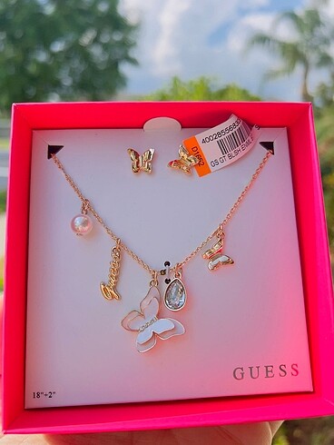  Beden Guess orijinal rose bayan kolye küpe set