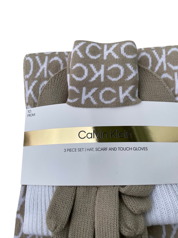 Calvin Klein orijinal  Bej Örgü Kadın Atkı-Bere-Eldiven - Görsel 2