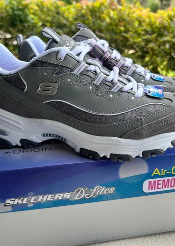 Skechers Orjinal Gri Yılan Desenli D'Lites Spor Ayakkabı