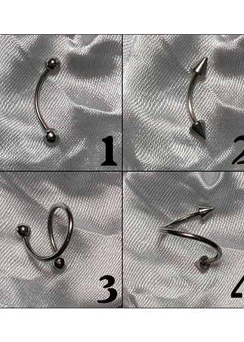 Medikal/Cerrahi Çelik Banana ve  Spiral Piercing - Görsel 2