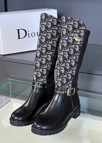 Dior Kadın Siyah Deri Tokalı Dizüstü Çizme - Görsel 2