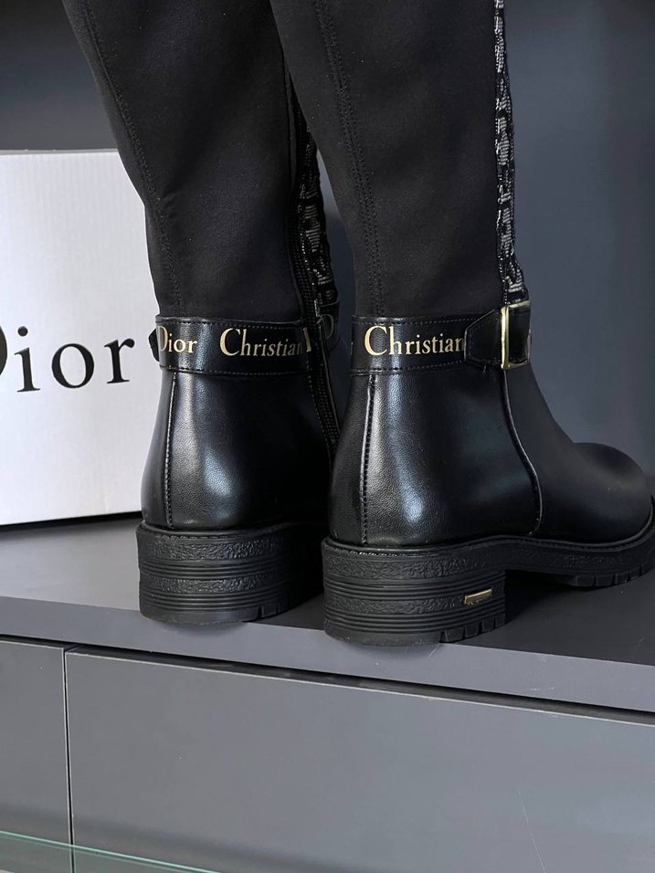 Dior Kadın Siyah Deri Tokalı Dizüstü Çizme - Görsel 4
