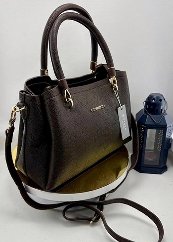 Kahverengi Deri Desenli Klasik Kadın Çanta - Görsel 4